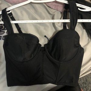 corset black cropped top tank